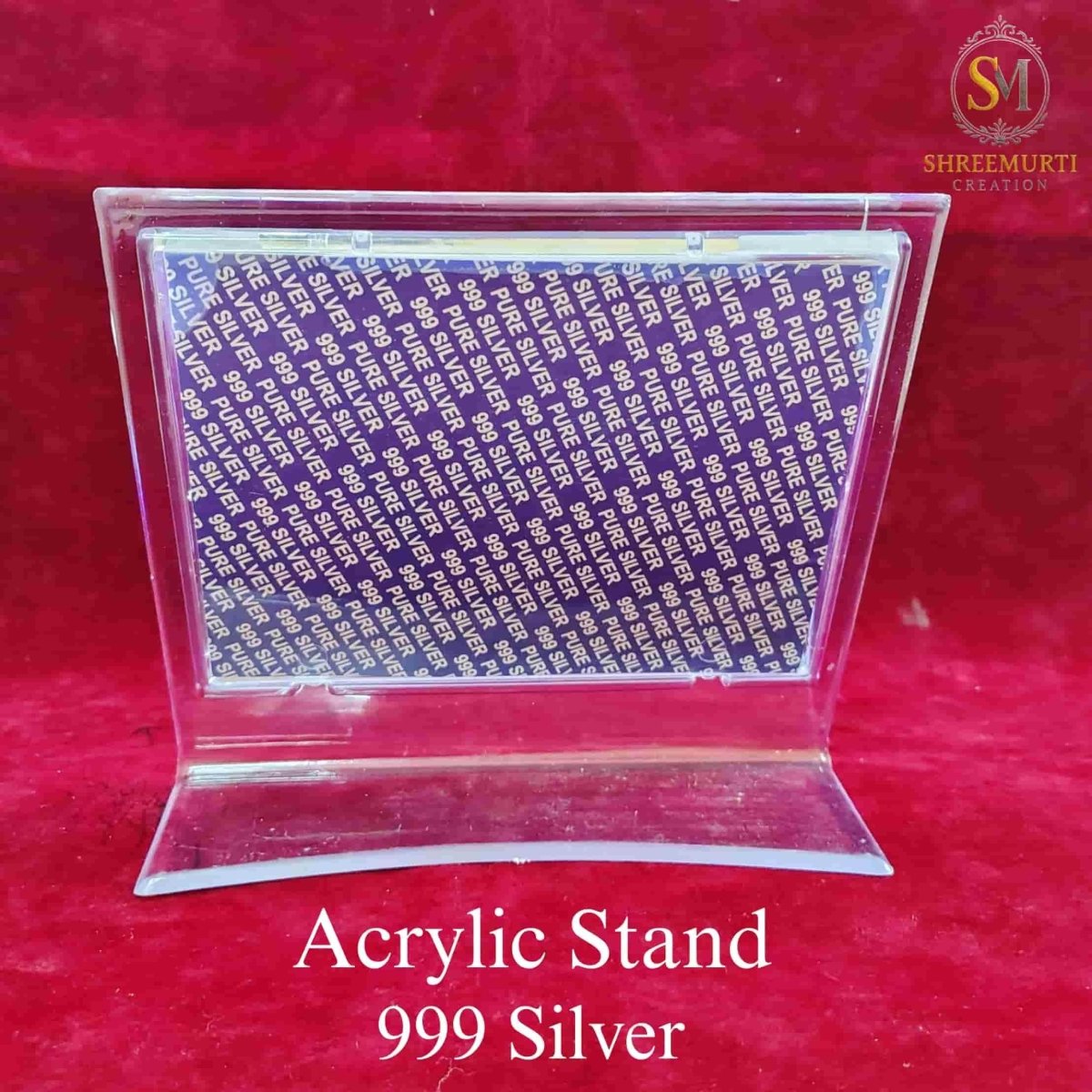 Ganesha Laxmi Saraswati Trimurti 999 Silver in Acrylic Stand - Shreemurti Creation
