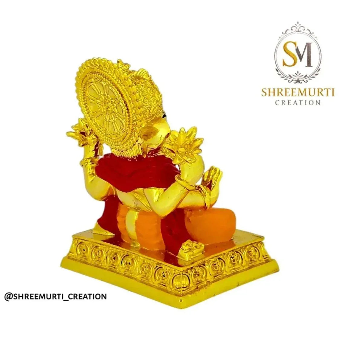 Gold Plated Dagdusheth Ganesh Idol 4 Inch - #1 Bestseller - Shreemurti Creation