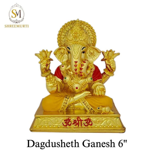 Gold Plated Dagdusheth Idol 6 Inch Wholesale - Shreemurti Creation