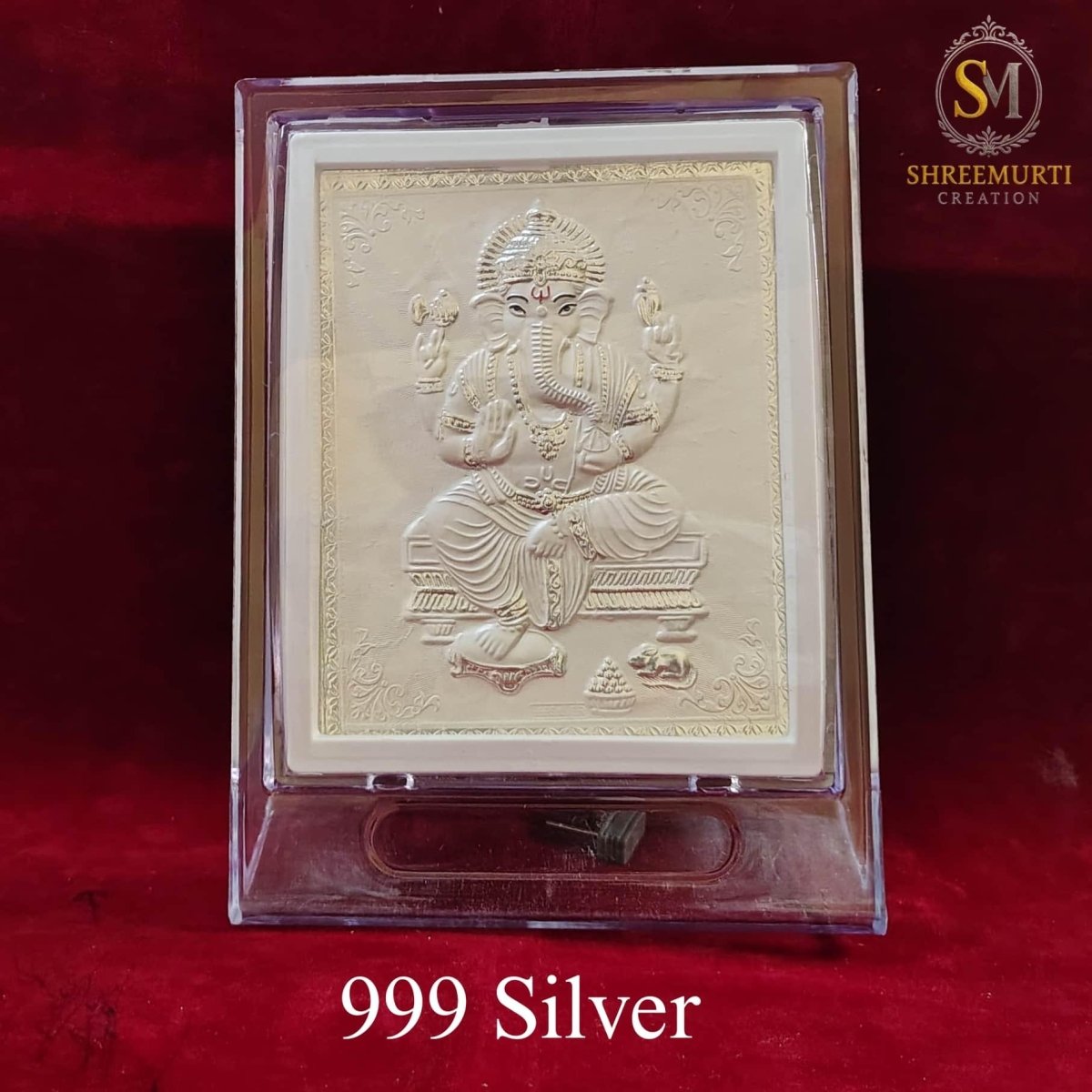 Ganesha 999 Silver Acrylic Stand - Shreemurti Creation 