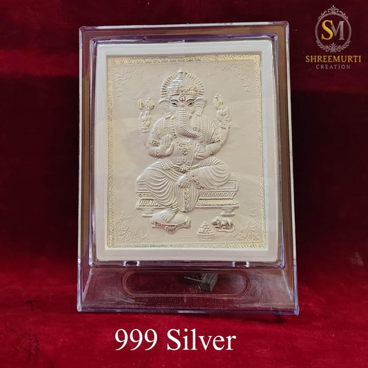 Ganesha 999 Silver Acrylic Stand - Shreemurti Creation 