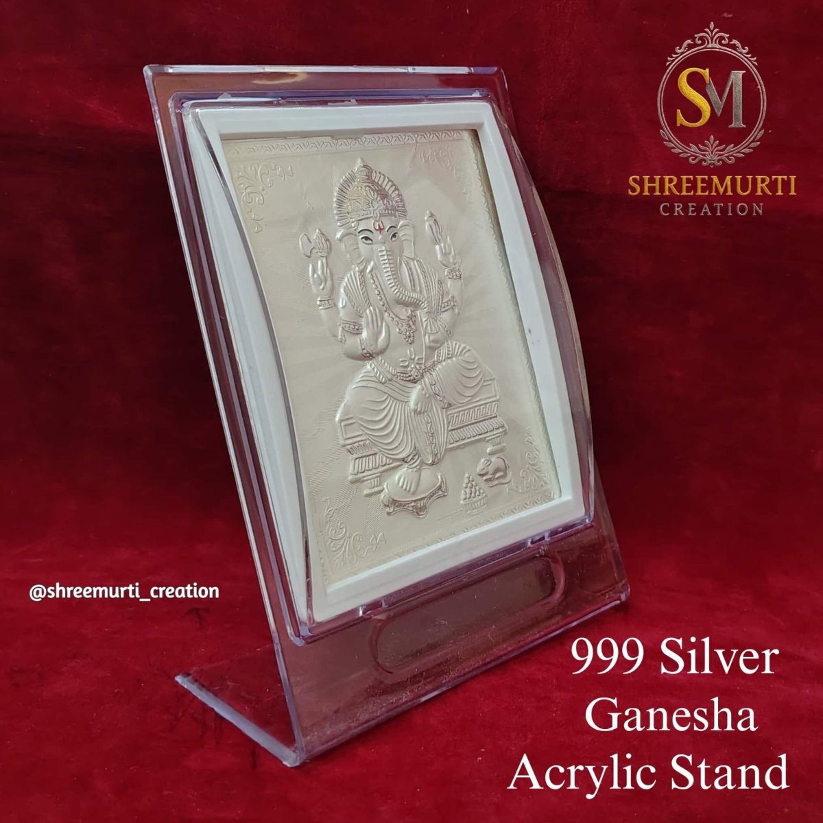 Ganesha 999 Silver Acrylic Stand - Shreemurti Creation 