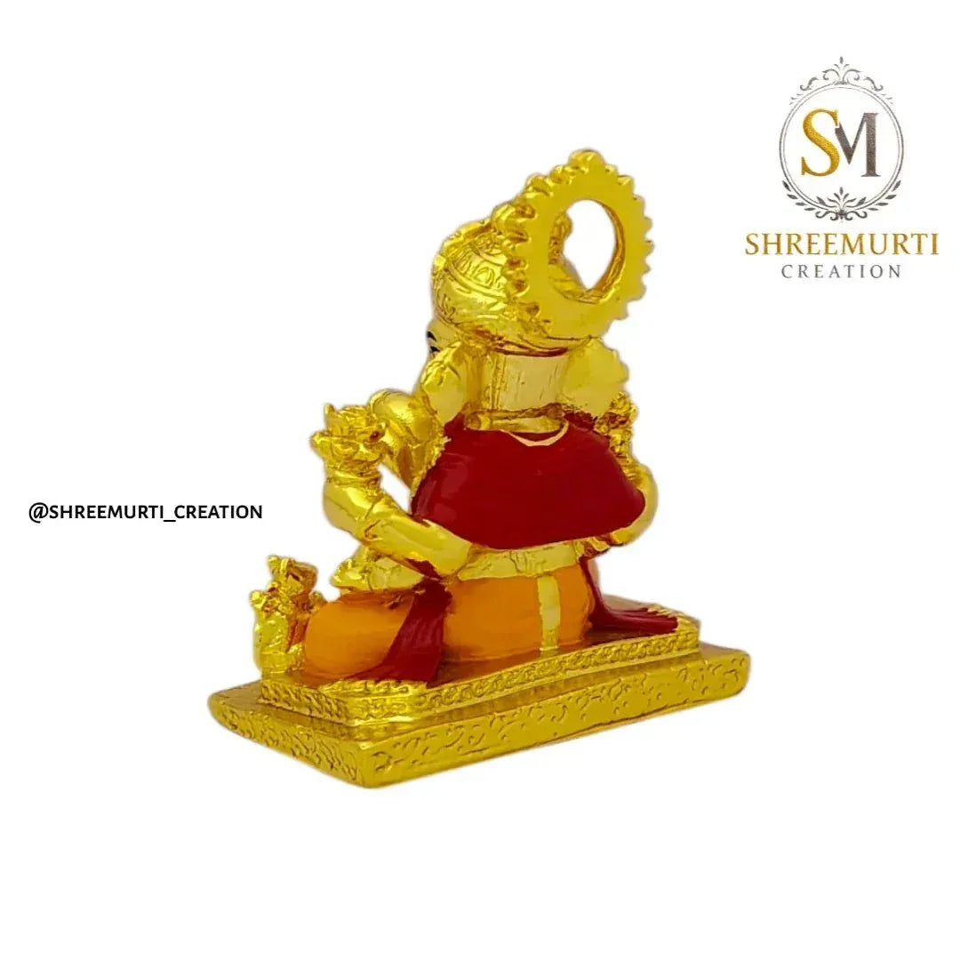 Gold Plated Dagdusheth Ganesh Idol 3.5 Inch - Wholesale Pune - Shreemurti Creation 