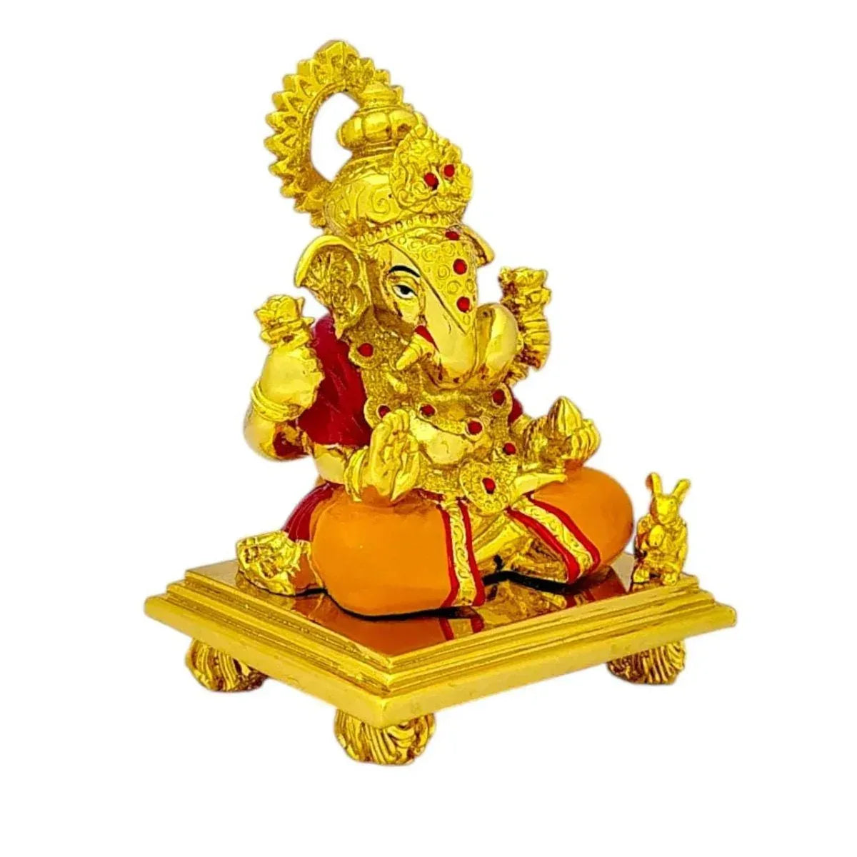 Gold Plated Dagdusheth Ganesh Idol 5 Inch - Family Pooja Favorite - Shreemurti Creation 
