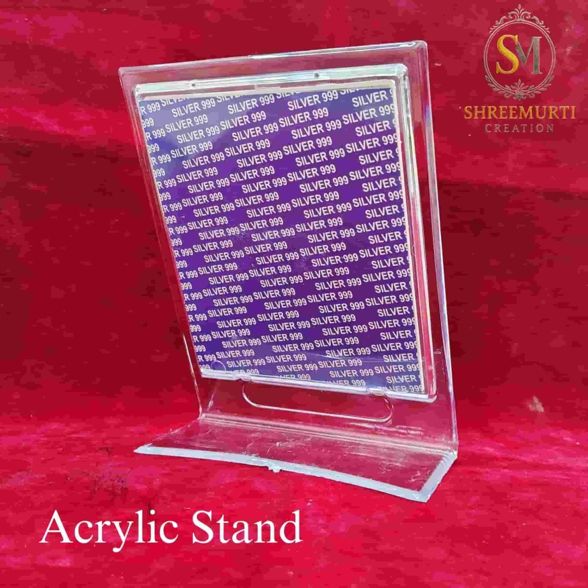 Laxmi 999 Silver in Acrylic Stand - Shreemurti Creation 
