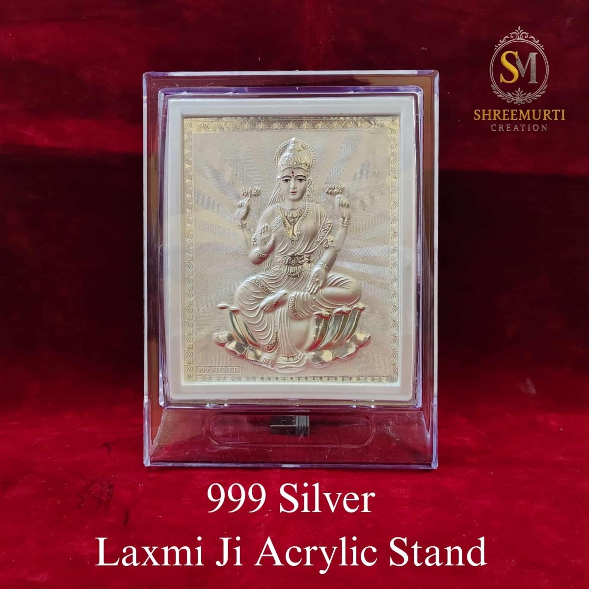 Laxmi 999 Silver in Acrylic Stand - Shreemurti Creation 