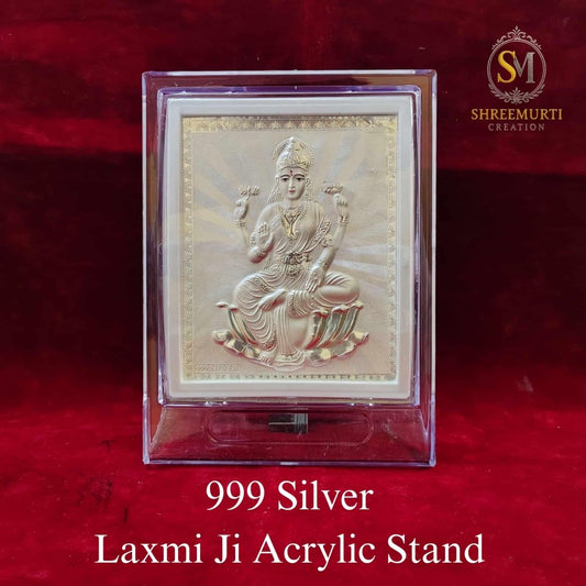 Laxmi 999 Silver in Acrylic Stand - Shreemurti Creation 
