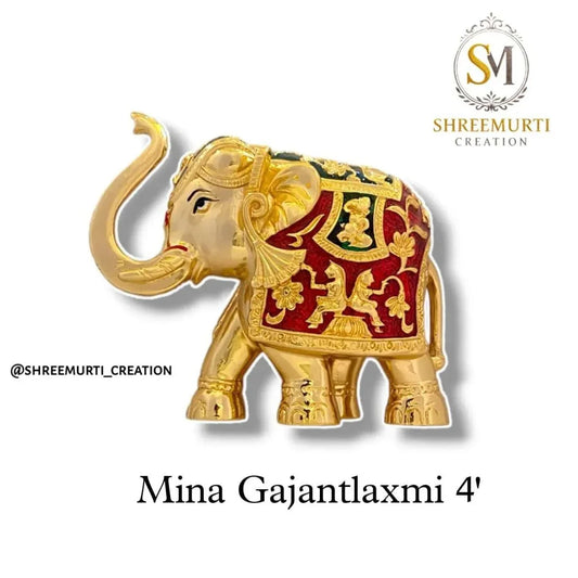 Premium 4-Inch Mina Gold Plated Gajantlaxmi Up-Trunk Idol – Buy for Prosperity Online - Shreemurti Creation 